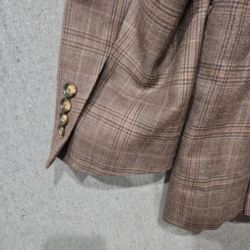 Jos. A. Bank Traveler Collection Brown Plaid Blazer Mens Two Button Sport Coat